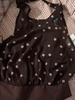 milk and honey Brown Polka Dot Halter Tank Top